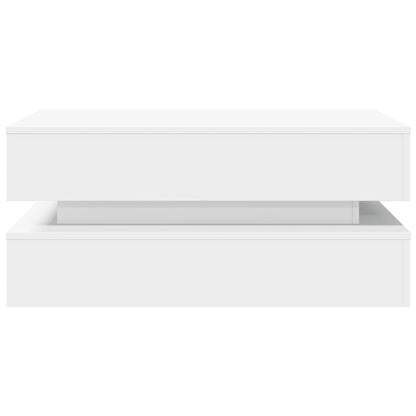 Mesa de centro com luzes LED 90x50x40 cm branco