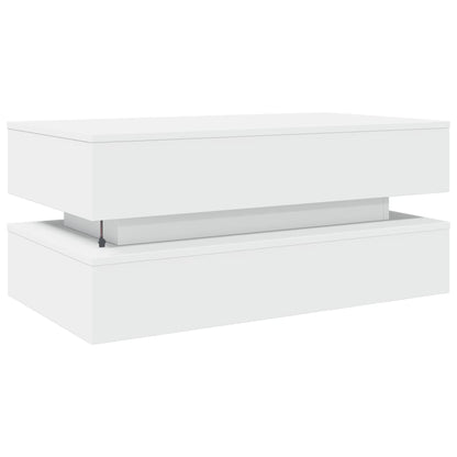 Mesa de centro com luzes LED 90x50x40 cm branco