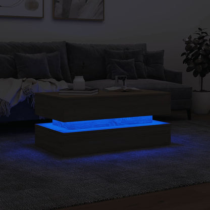 Mesa de centro com luzes LED 90x50x40 cm carvalho sonoma