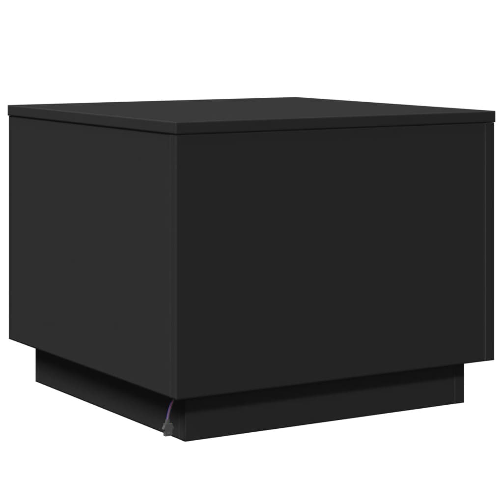 Mesa de centro com luzes LED 50x50x40 cm preto