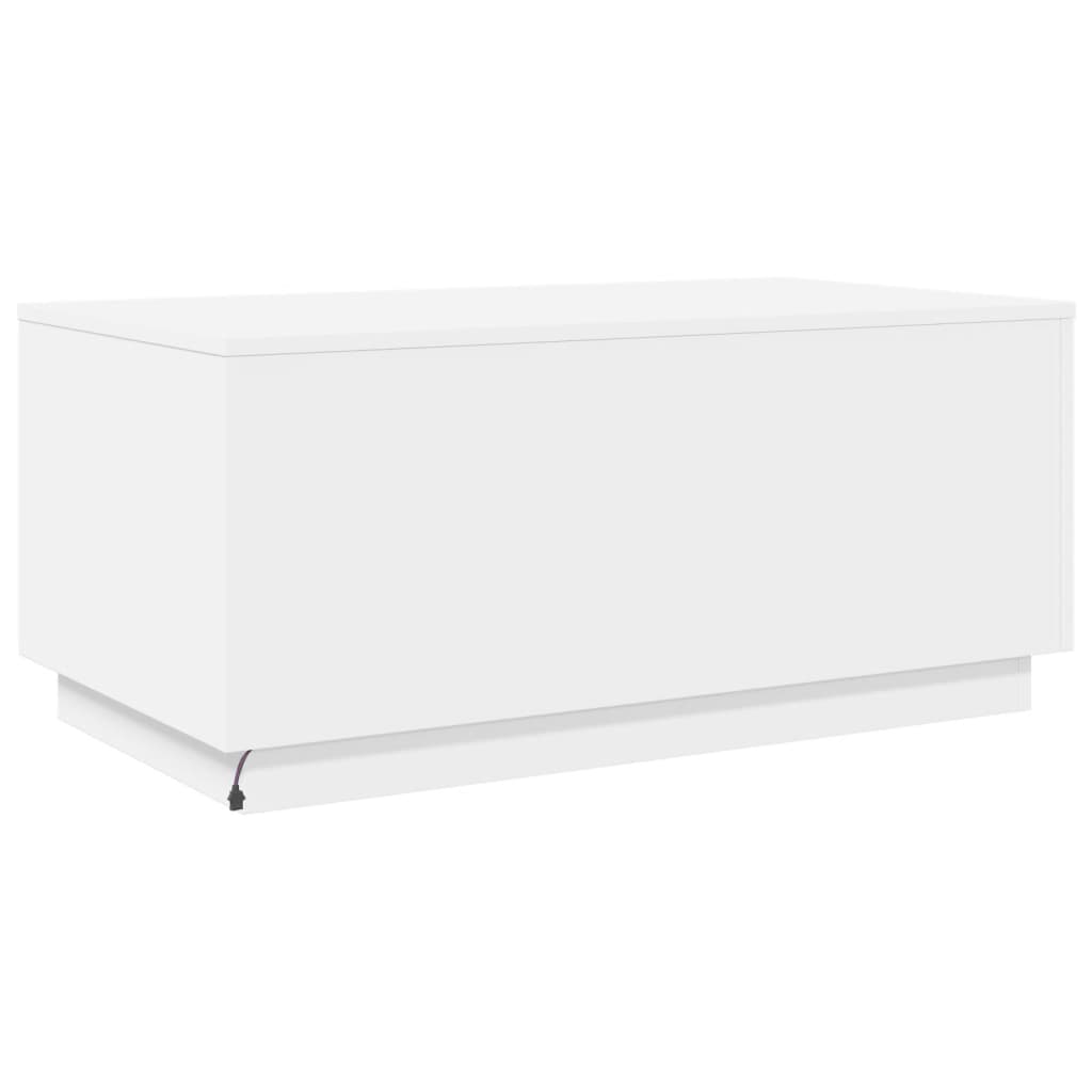 Mesa de centro com luzes LED 90x50x40 cm branco