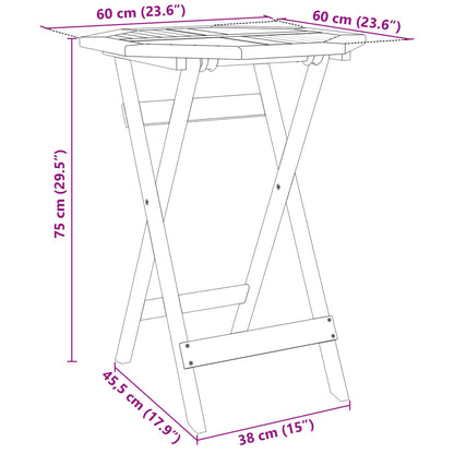 Mesa de jardim dobrável Ø60x75 cm madeira de acácia maciça