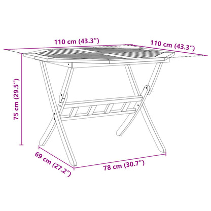 Mesa de jardim dobrável Ø110x75 cm madeira de acácia maciça