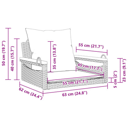 Banco baloiço com almofadões 63x62x40 cm vime PE preto