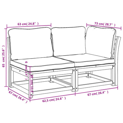 2 pcs conjunto lounge de jardim c/ almofadões acácia maciça