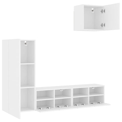 4 pcs móveis de parede p/ TV derivados de madeira branco