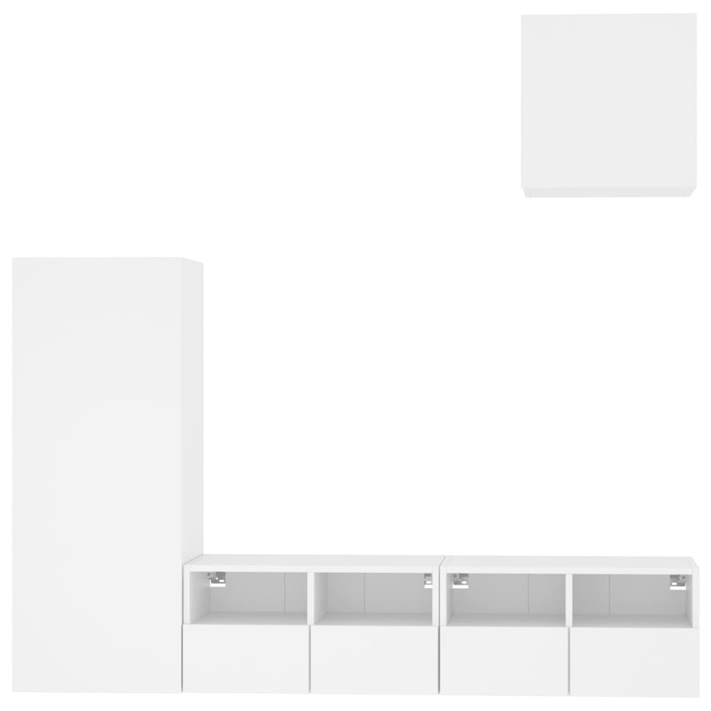 4 pcs móveis de parede p/ TV derivados de madeira branco