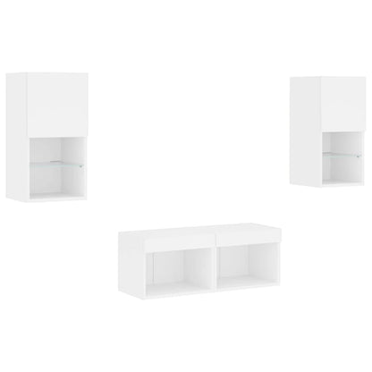 4 pcs móveis de parede para TV com luzes LED branco