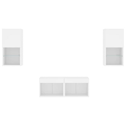 4 pcs móveis de parede para TV com luzes LED branco