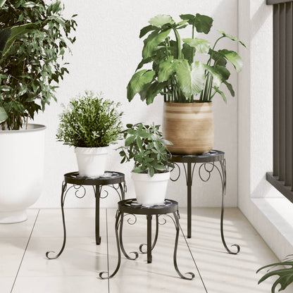 Suportes de plantas 3 pcs cerâmica preto e branco