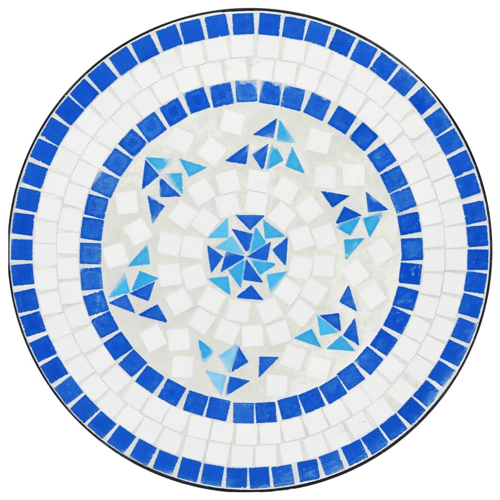 Mesa bistrô em mosaico Ø50x70 cm cerâmica azul e branco