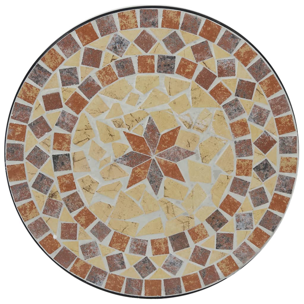 Mesa de bistrô em mosaico Ø50x70 cm cerâmica terracota e branco