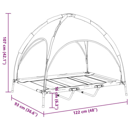 Cama para cães com toldo tecido oxford e aço antracite