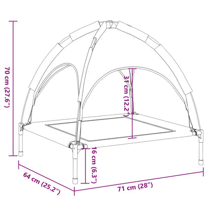 Cama para cães com toldo tecido oxford e aço antracite