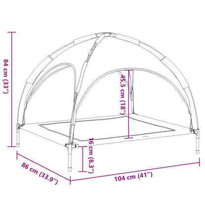 Cama para cães com toldo tecido oxford e aço antracite