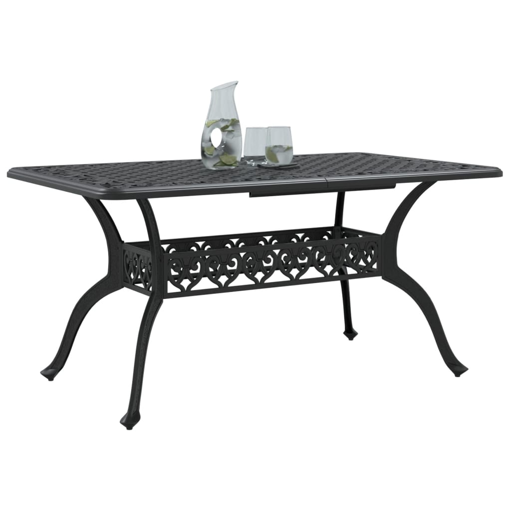 Mesa de jardim 150x90x72 cm alumínio fundido preto