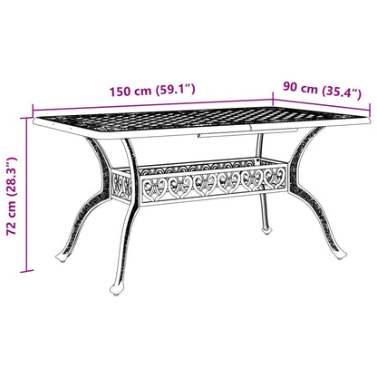 Mesa de jardim 150x90x72 cm alumínio fundido preto