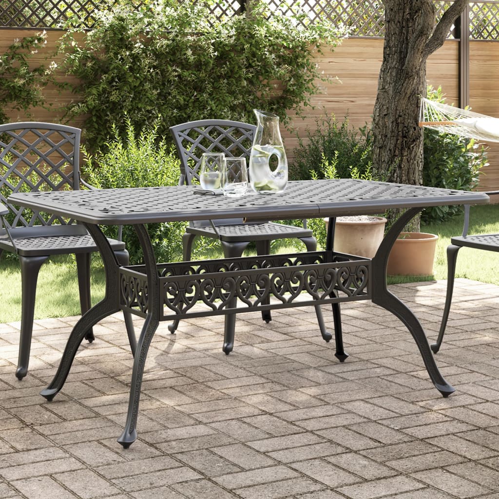 Mesa de jardim 150x90x72 cm alumínio fundido preto