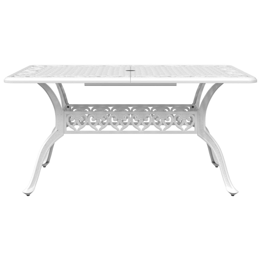 Mesa de jardim 150x90x72 cm alumínio fundido branco