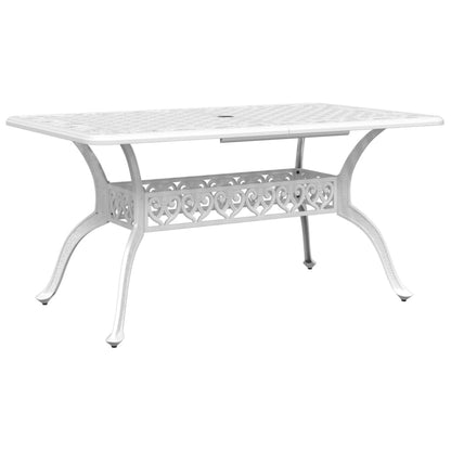 Mesa de jardim 150x90x72 cm alumínio fundido branco