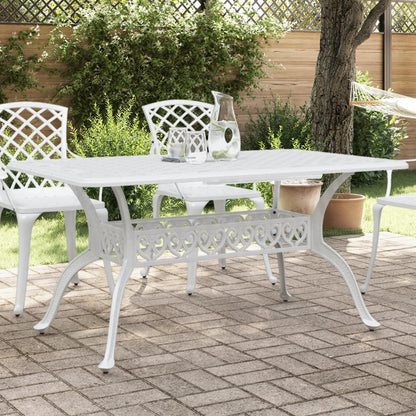 Mesa de jardim 150x90x72 cm alumínio fundido branco