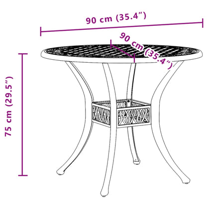 Mesa de jardim Ø90x75 cm alumínio fundido preto