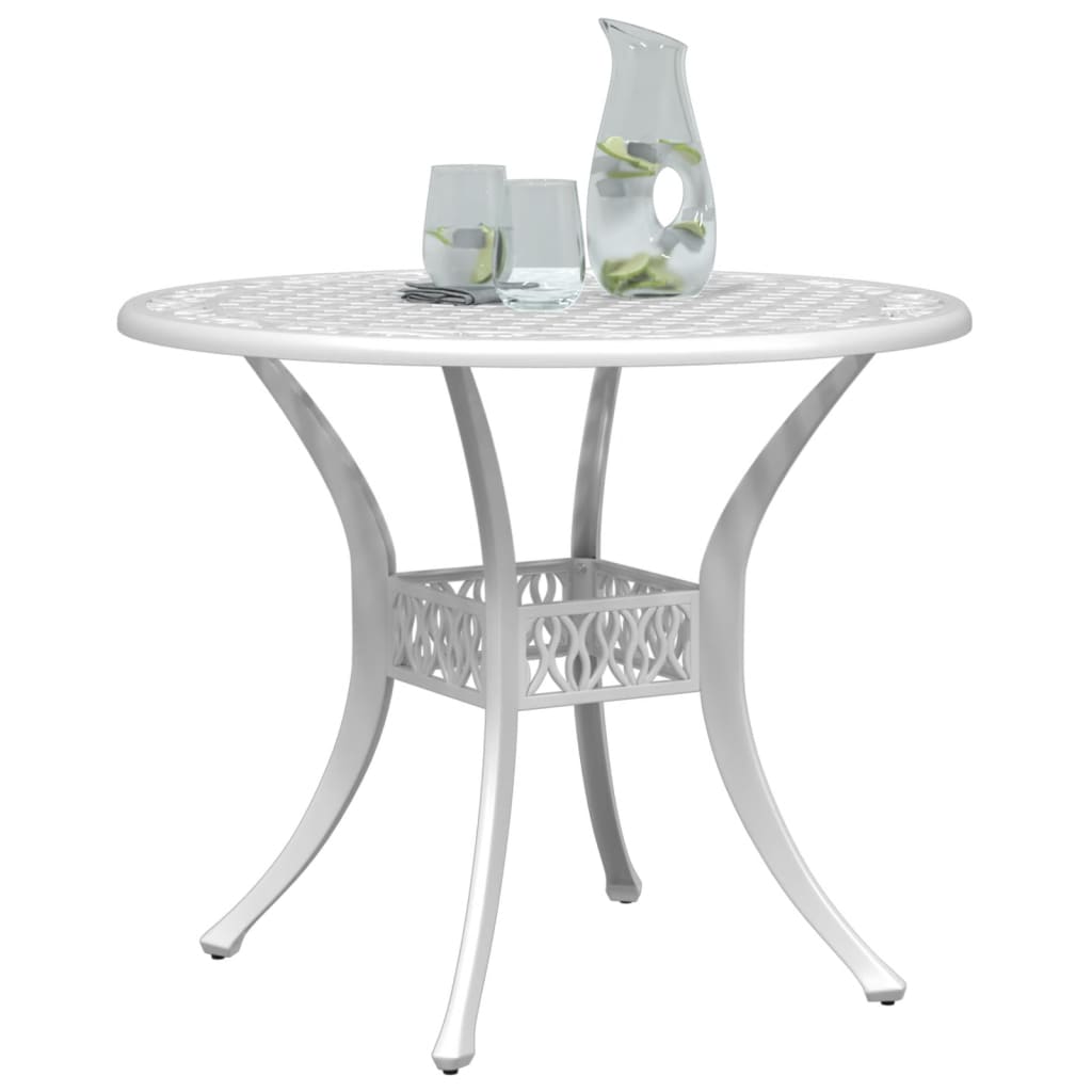 Mesa de jardim Ø90x75 cm alumínio fundido branco