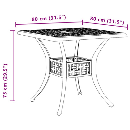 Mesa de jardim 80x80x75 cm alumínio fundido bronze