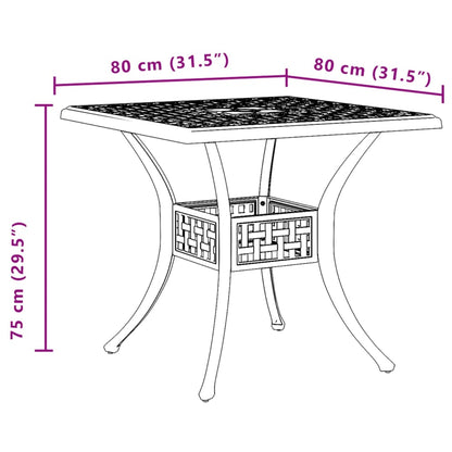 Mesa de jardim 80x80x75 cm alumínio fundido preto