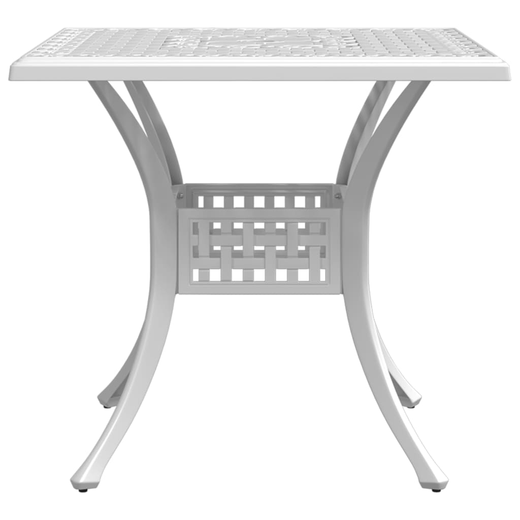 Mesa de jardim 80x80x75 cm alumínio fundido branco