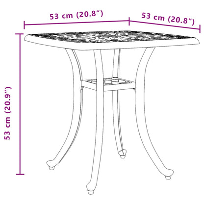 Mesa de jardim 53x53x53 cm alumínio fundido bronze