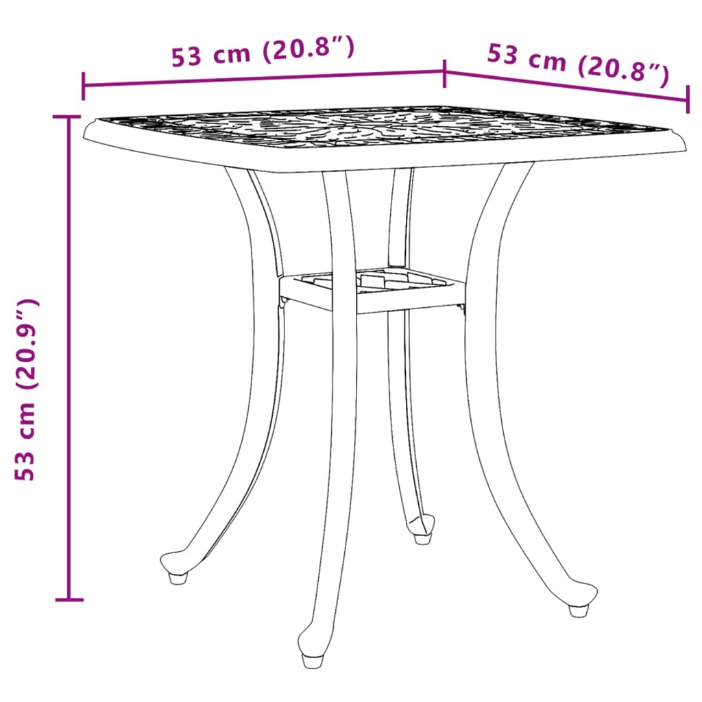 Mesa de jardim 53x53x53 cm alumínio fundido preto