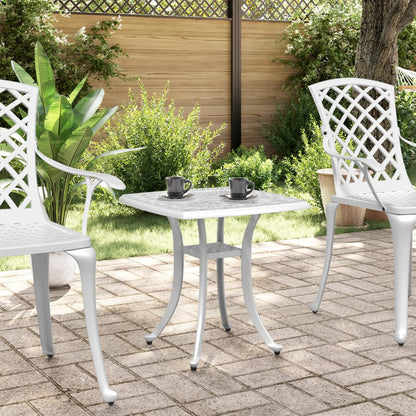 Mesa de jardim 53x53x53 cm alumínio fundido branco