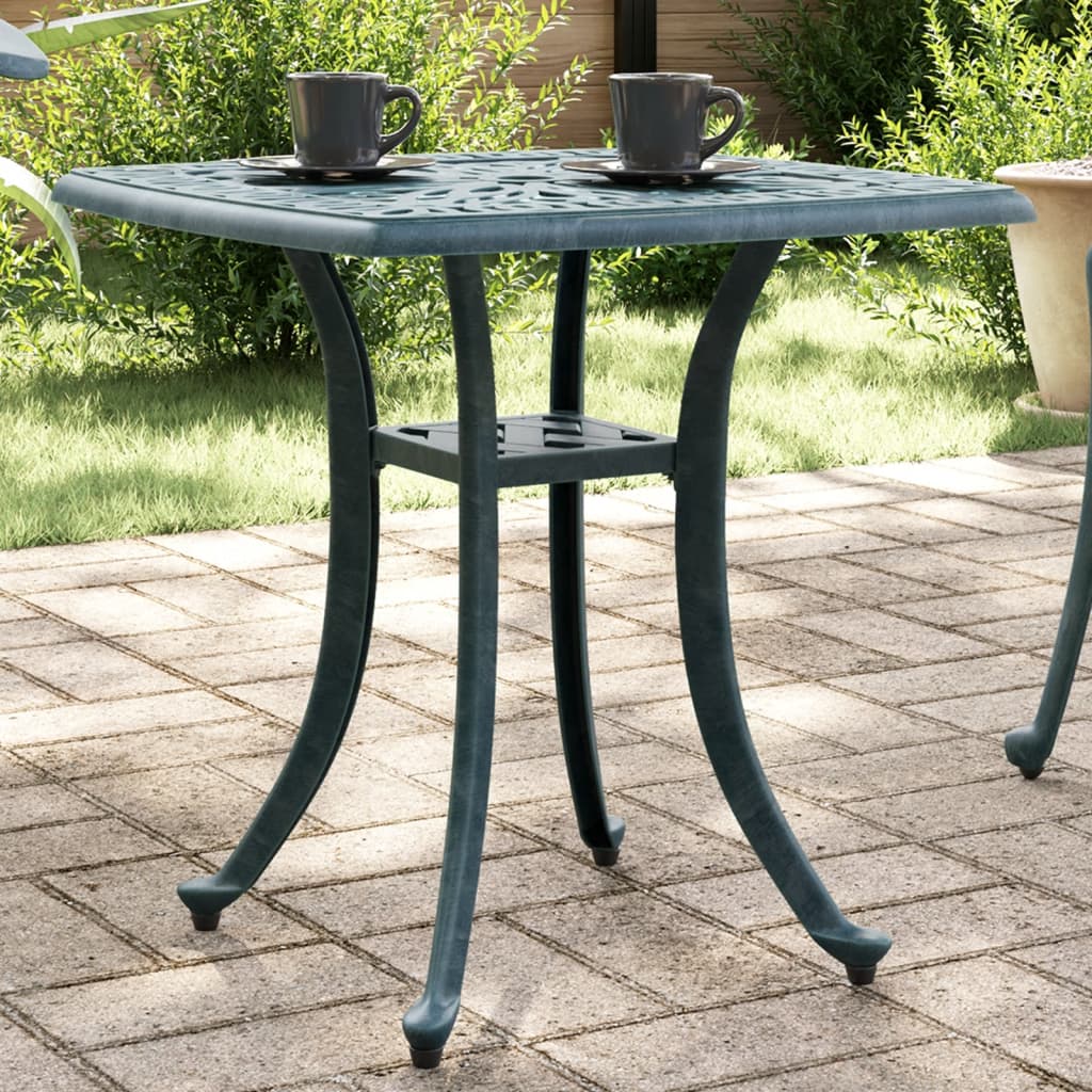 Mesa de jardim 53x53x53 cm alumínio fundido verde