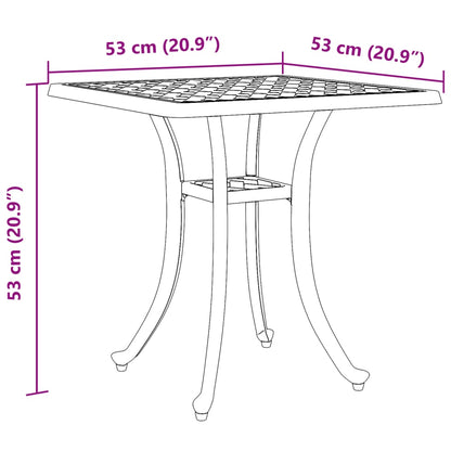 Mesa de jardim 53x53x53 cm alumínio fundido bronze