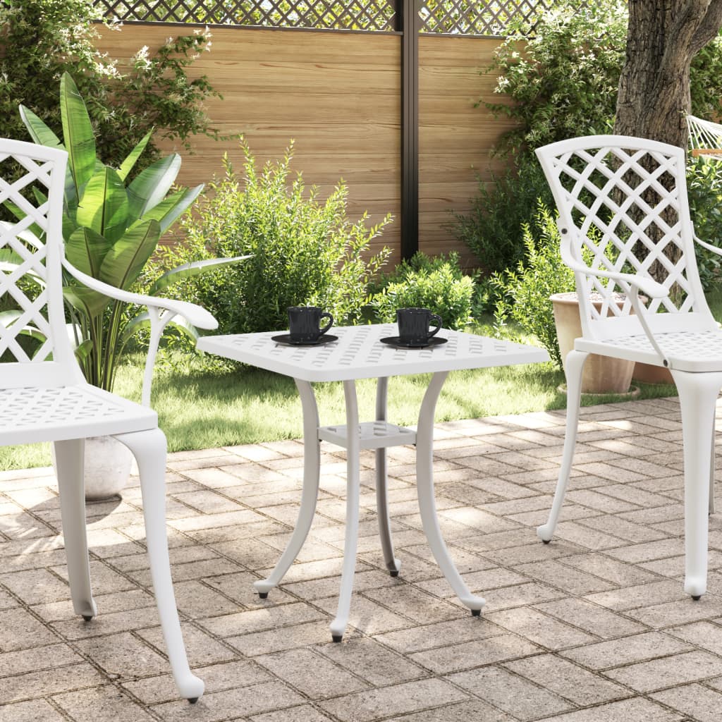 Mesa de jardim 53x53x53 cm alumínio fundido branco