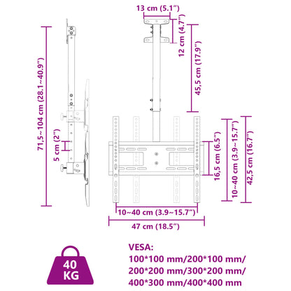 Suporte de teto p/ TV ecrãs de 32-65" Max VESA 400x400mm 40kg