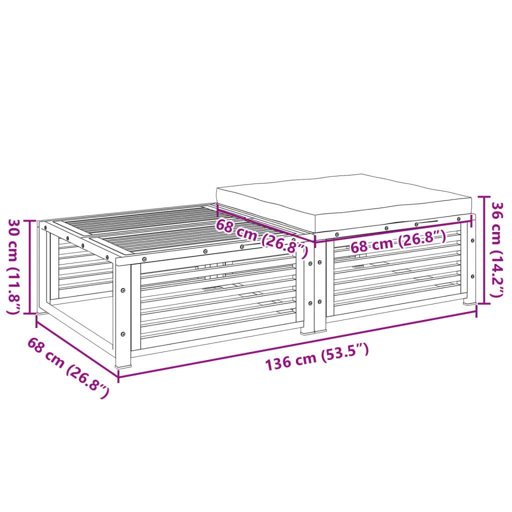 Mesa de jardim com banco madeira de acácia maciça