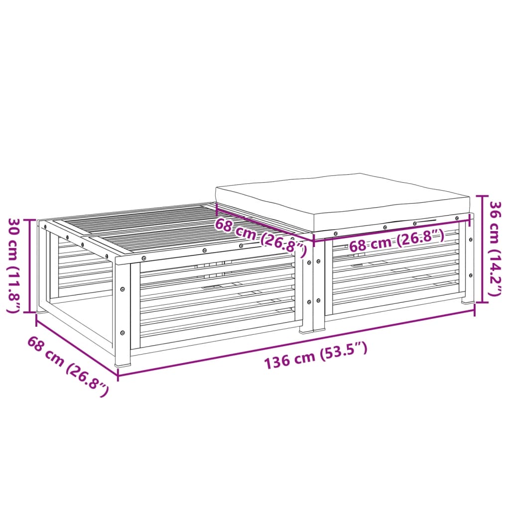 Mesa de jardim com banco madeira de acácia maciça