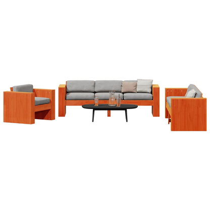 2 pcs conjunto lounge de jardim pinho maciço castanho-mel