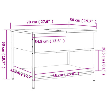 Mesa centro 70x50x50 cm deriv. madeira/metal carvalho castanho