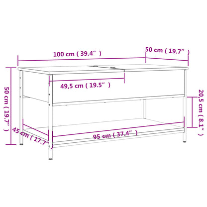 Mesa centro 100x50x50 cm deriv. madeira/metal carvalho castanho