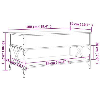 Mesa de centro 100x50x50cm deriv. madeira/metal cinzento sonoma