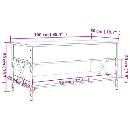 Mesa centro 100x50x50 cm deriv. madeira/metal carvalho castanho