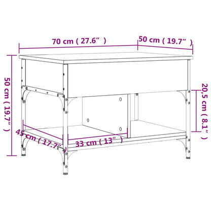 Mesa de centro 70x50x50 cm deriv. madeira/metal cinzento sonoma