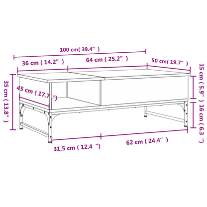 Mesa de centro 100x50x35cm deriv. madeira/metal cinzento sonoma