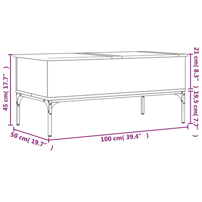 Mesa de centro 100x50x45cm derivados madeira/metal cinza sonoma