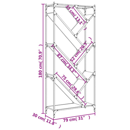 Estante 79x30x180 cm derivados de madeira e metal cinza sonoma