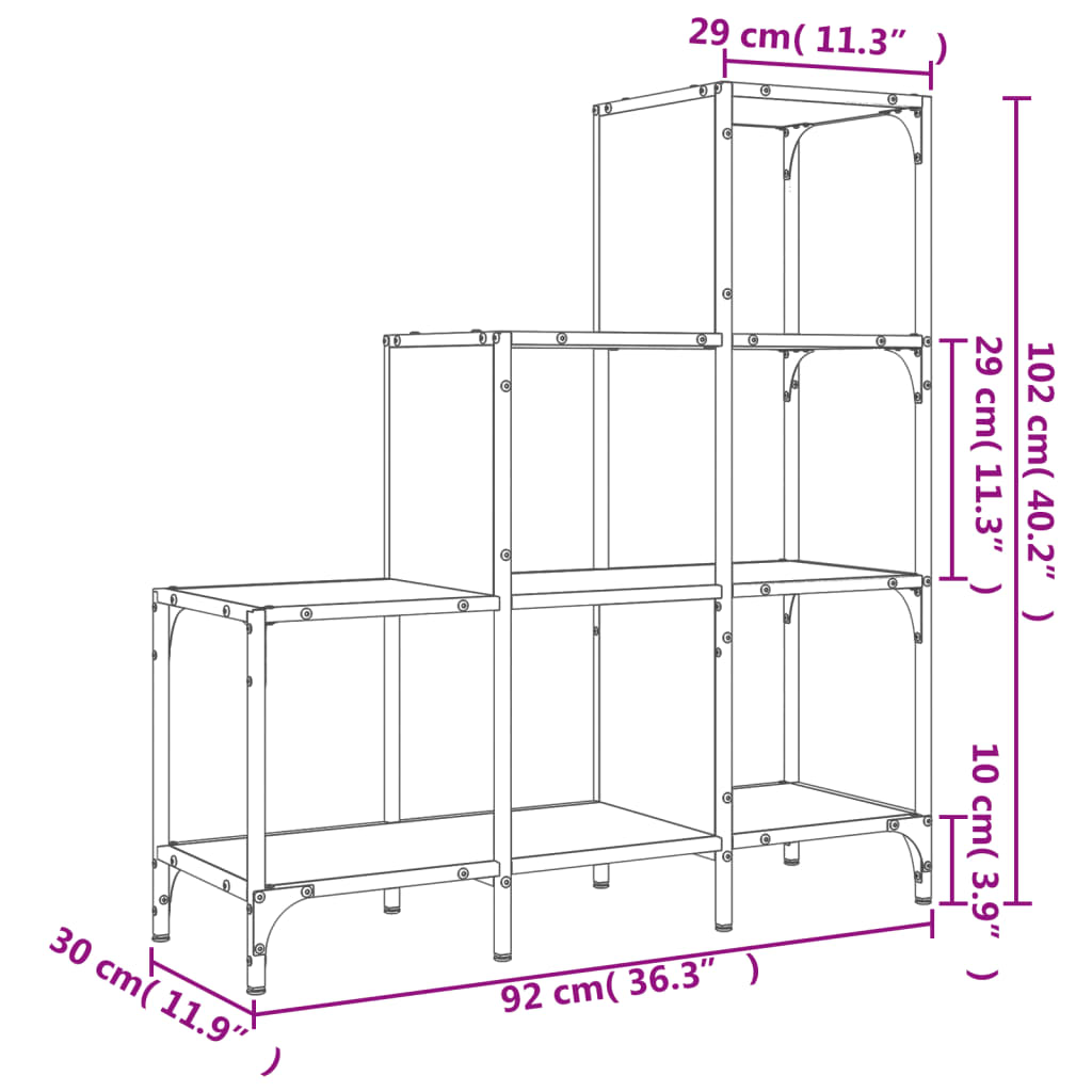 Estante 92x30x102 cm derivados de madeira/metal carvalho sonoma