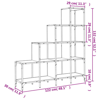 Estante 122x30x132 cm derivados de madeira e metal cinza sonoma